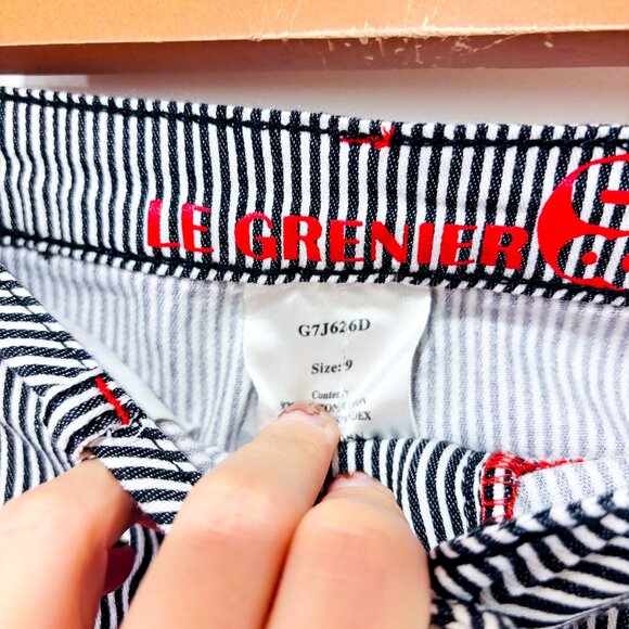 GRENIER Navy & White Striped Skirt – Casual Stretch Cotton | Size 9 * - Picture 5 of 6